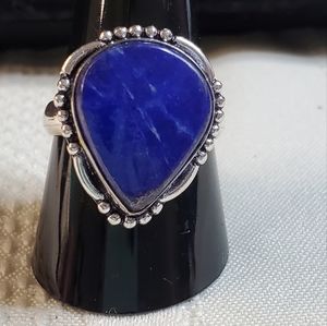 NEW Lapis Lazuli natural stone Ring Size 9 3/4   .925 overlay